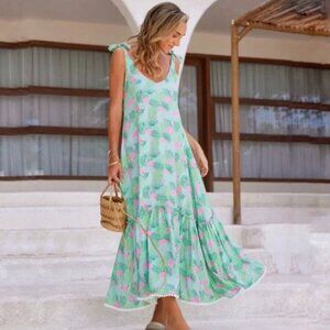 Kenny Flowers The Sunshine State Vacation Maxi Dress Flamingo Beach Size Large
